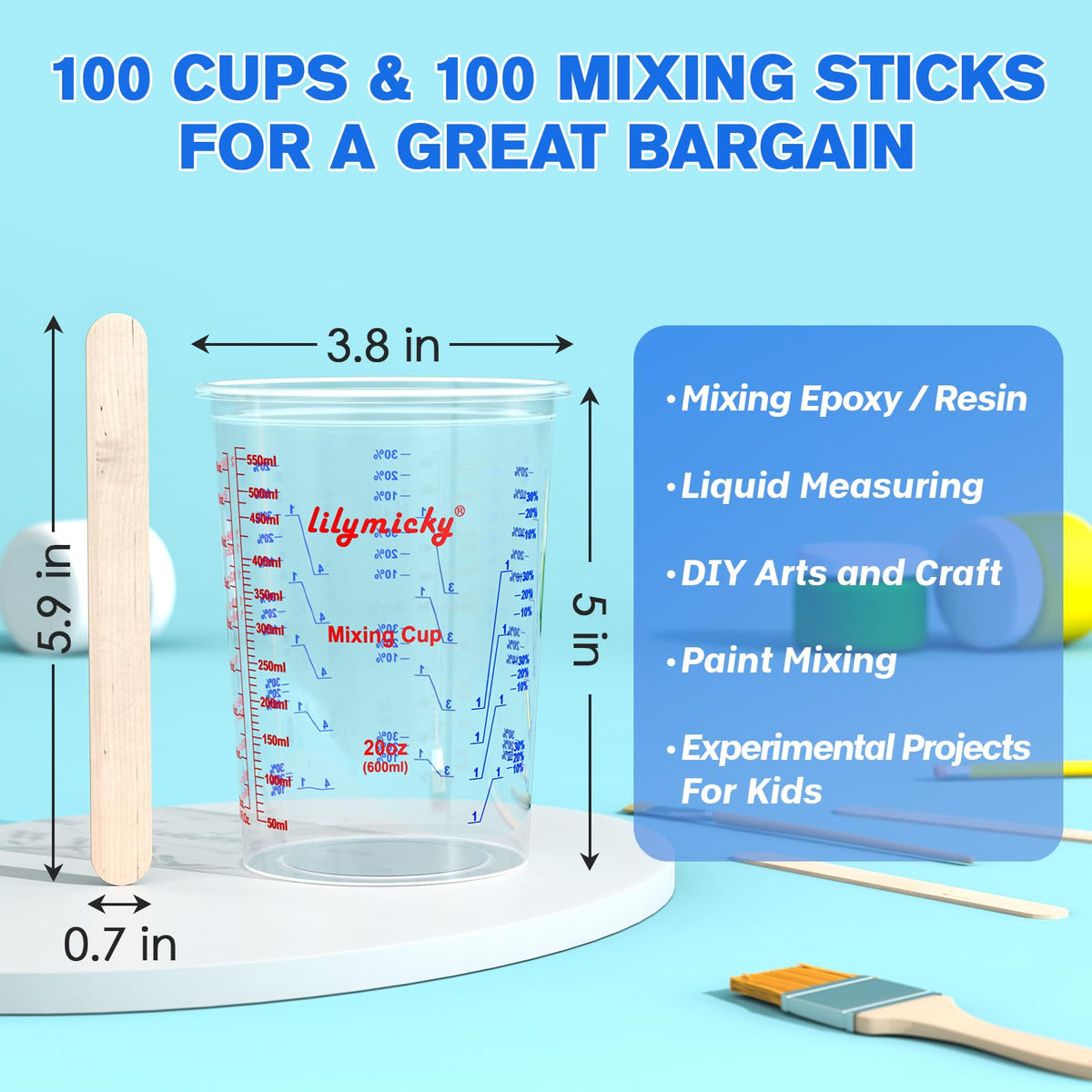 Lilymicky epoxy resin kit-ready cups for easy, mess-free mixing