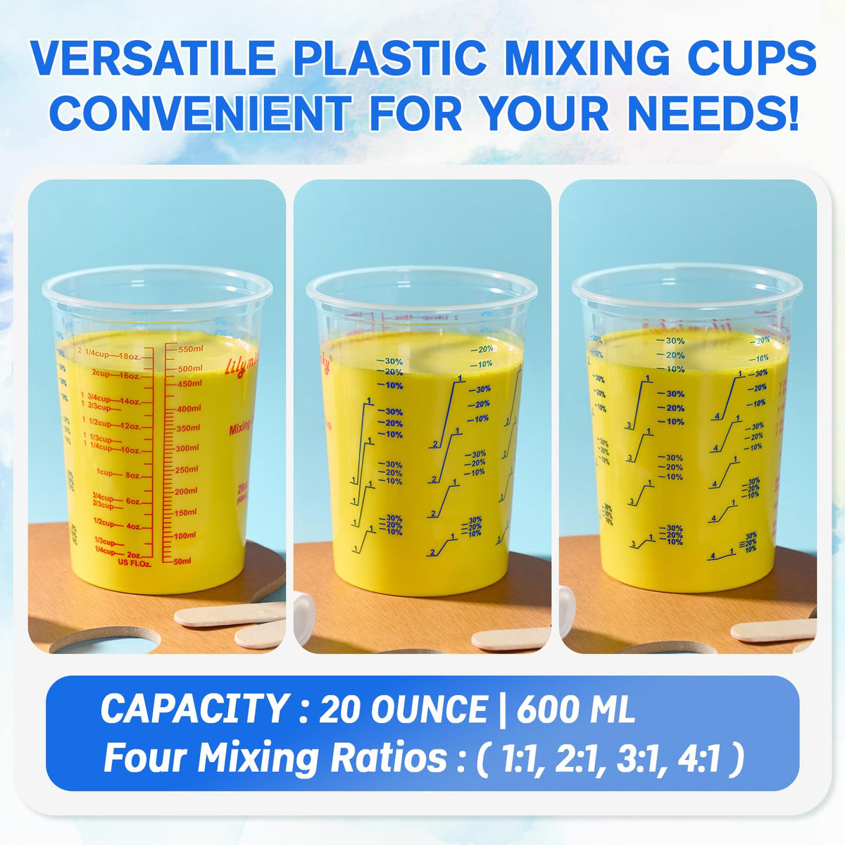 Lilymicky included wooden sticks for precise stirring and consistent mixes