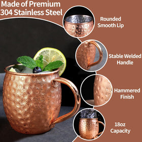 LINALL 18oz Moscow Mule mug capacity ideal for chilled cocktails.