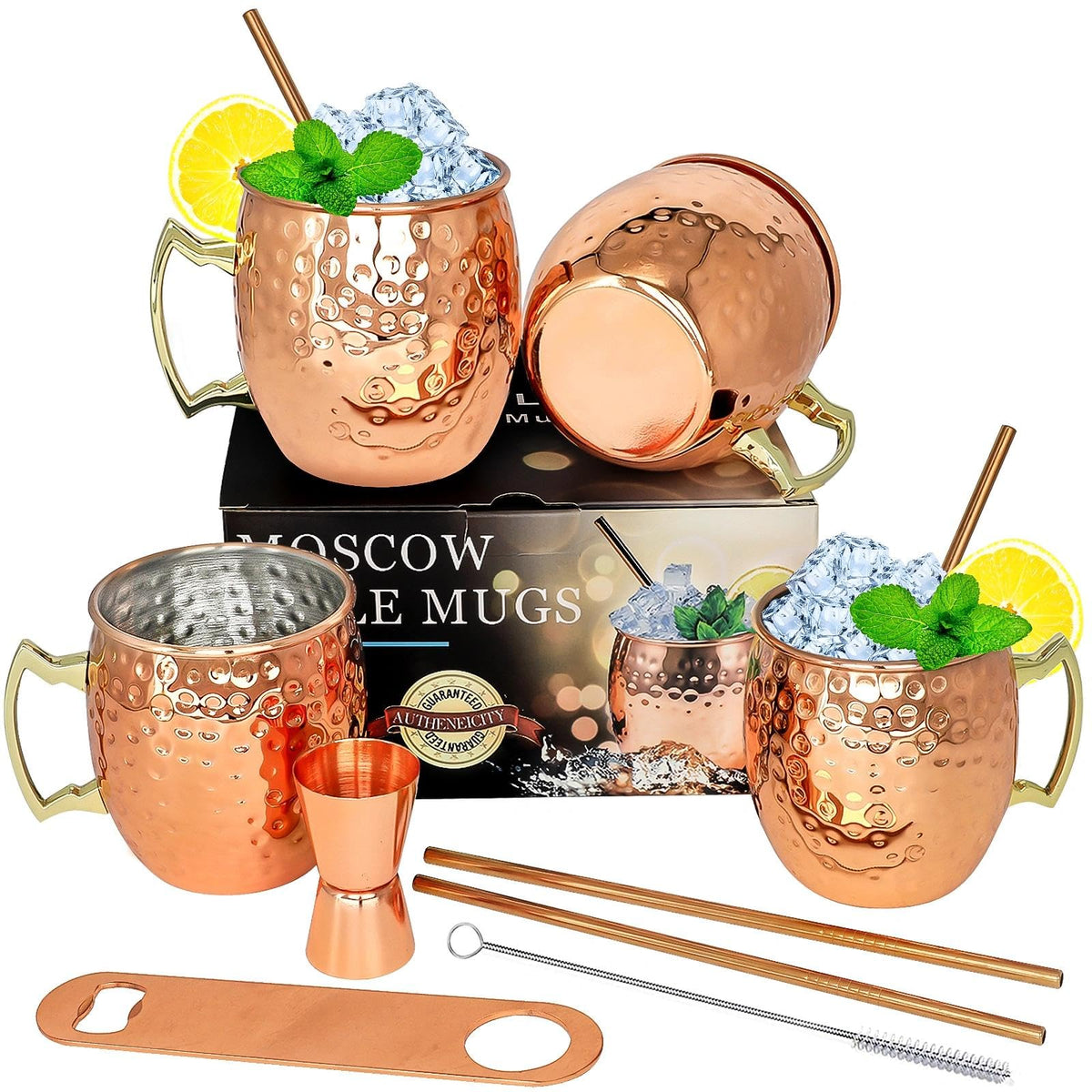 LINALL Moscow Mule mug 18oz with hammered copper finish for refreshing cocktails