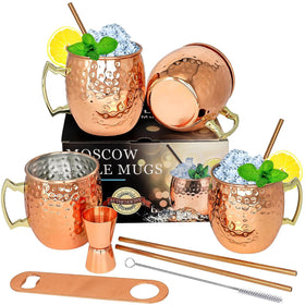 LINALL Moscow Mule mug 18oz with hammered copper finish for refreshing cocktails