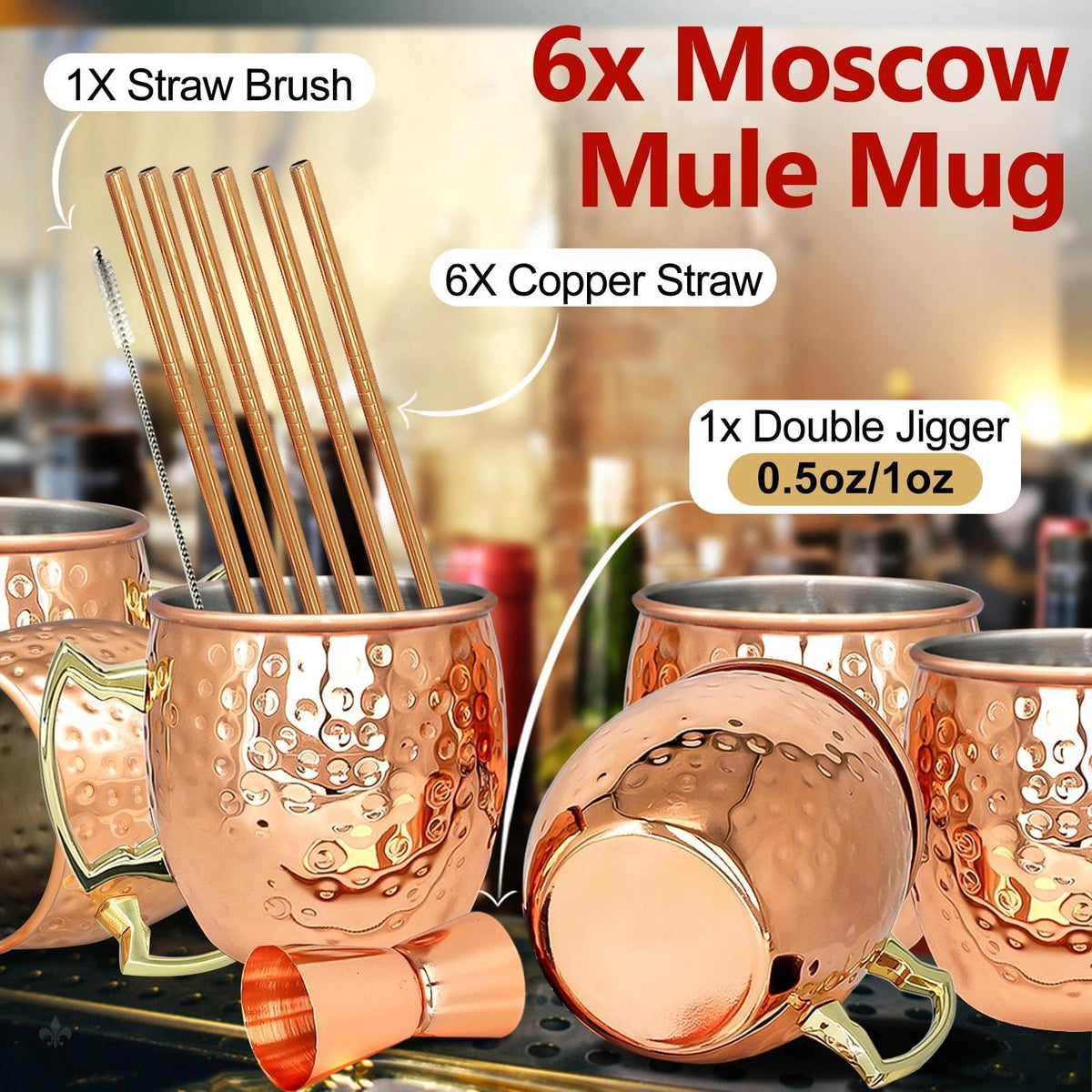 LINALL 18oz copper mug with comfortable handle for easy sipping