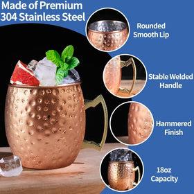 LINALL set of 6 copper mugs in gift packaging perfect for entertaining
