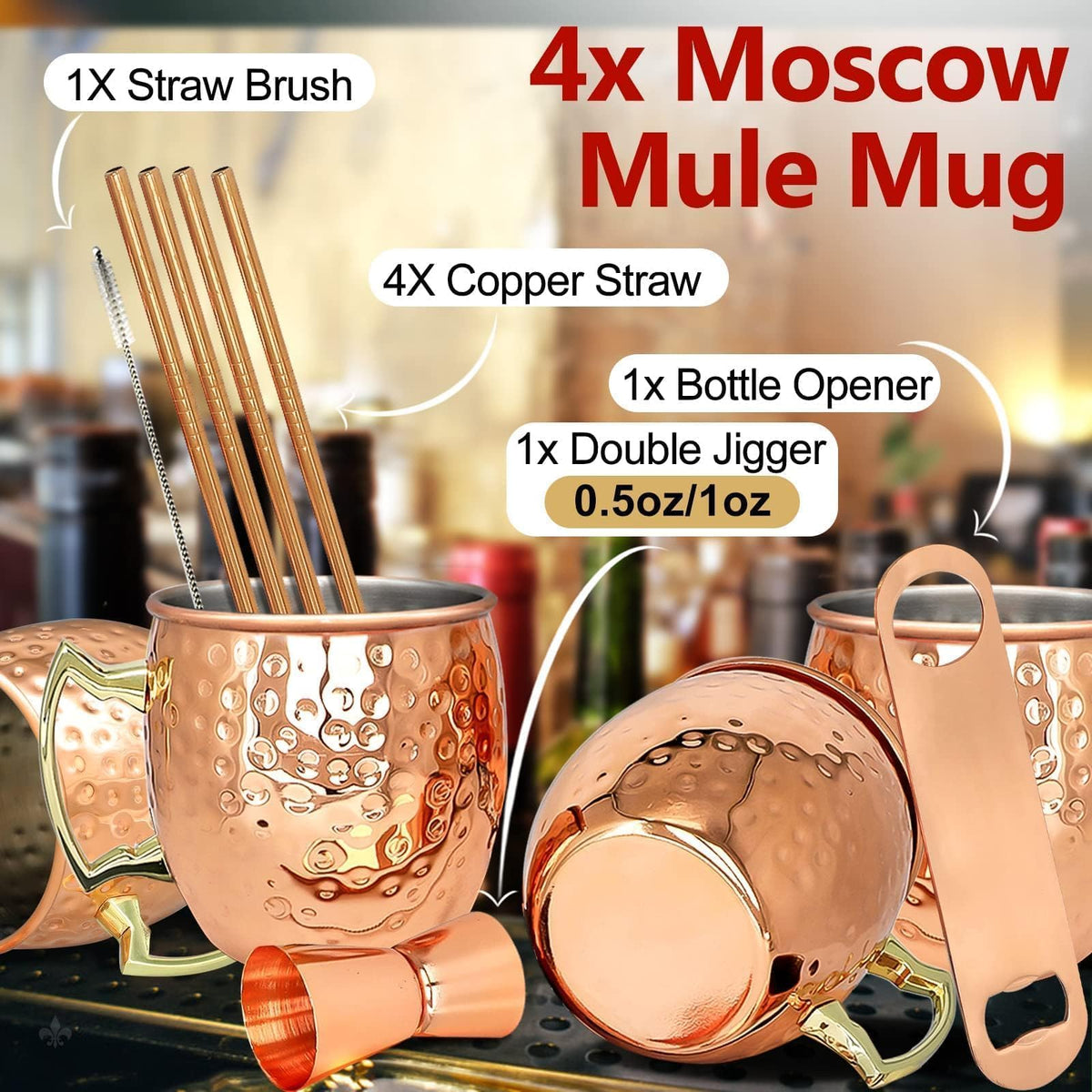 Set of four LINALL mugs in copper shine for entertaining guests