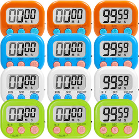 Linaustfb 12-pack digital timers with magnetic back for quick classroom setup.
