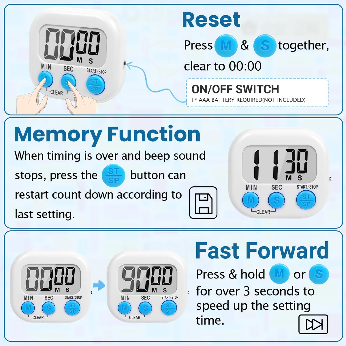Linaustfb batteries not included; replace AAA as needed for clear timing.