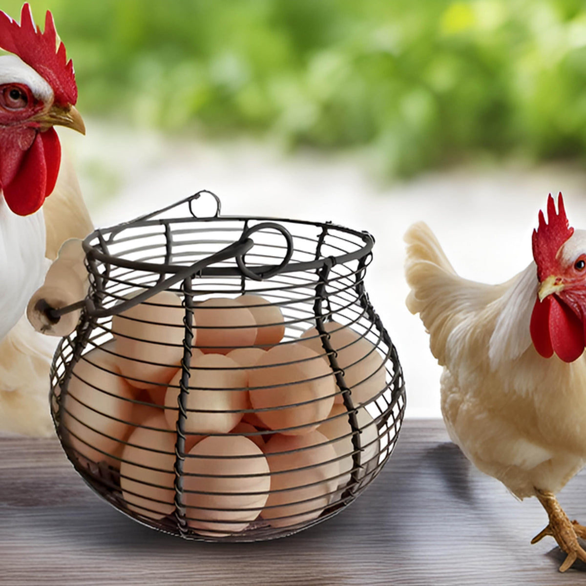 LINCOUNTRY Egg basket on countertop doubles as decor and storage.