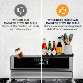 Linda's Essentials 30-inch shelf fits many stoves and declutters your counter space.