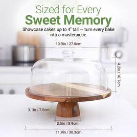 Linda's Essentials cake stand with cake under the lid for layered treats.