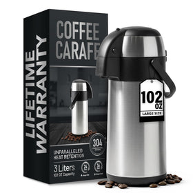 Linda's Essentials coffee carafe 102oz front view, ideal for gatherings.