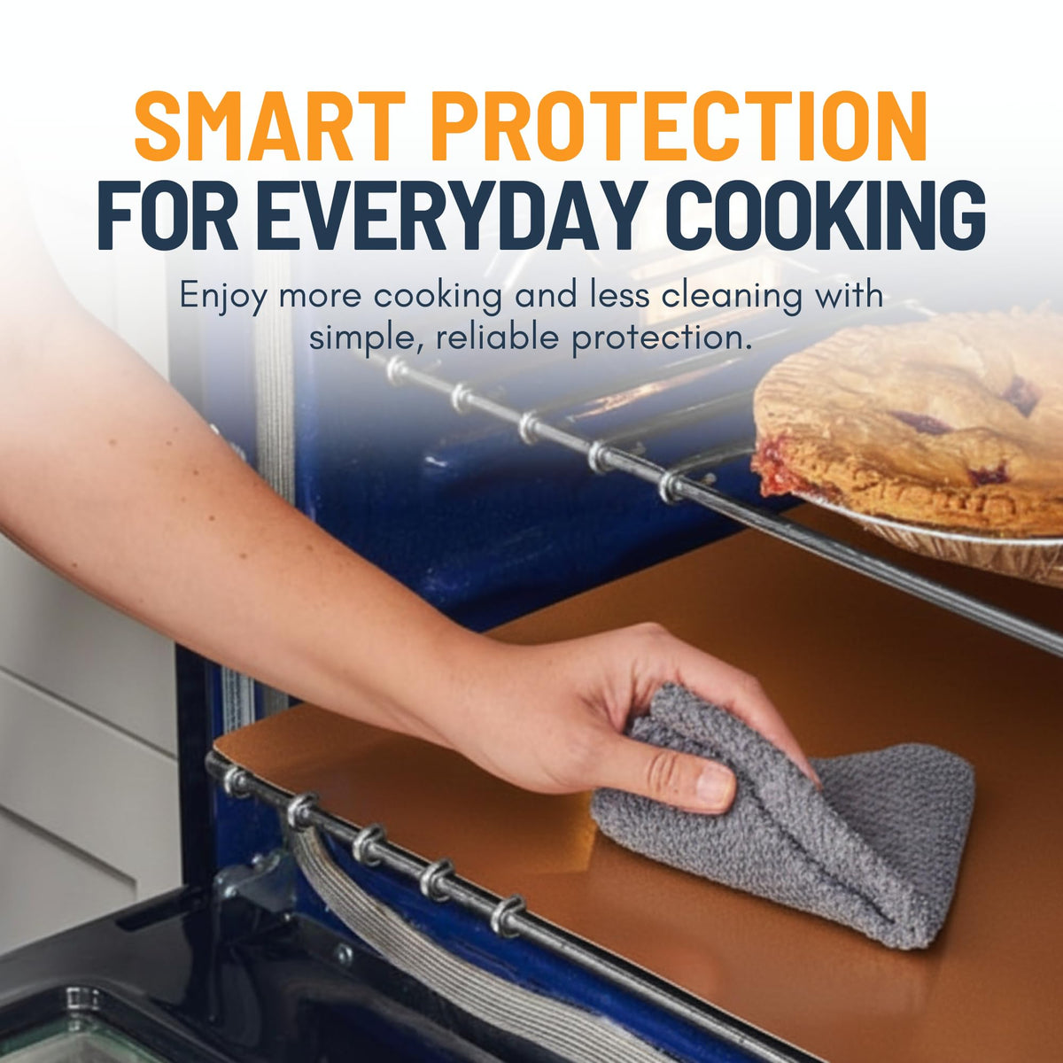 Linda's Essentials cut-to-fit liner easily tailored to your oven model
