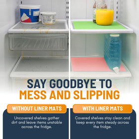 Linda's Essentials liner under shelf shows easy-clean, non-adhesive base