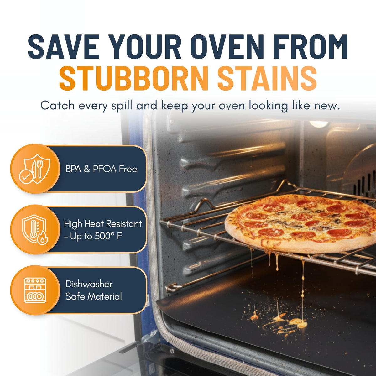 Linda's Essentials heavy-duty oven liner offers a non-stick surface and easy cleanup