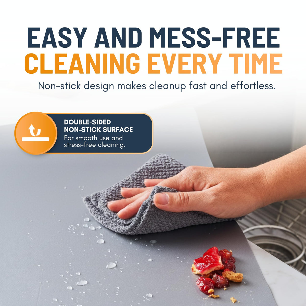 Linda's Essentials multipurpose liner protects oven floors and speeds cleanup after cooking.