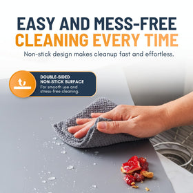 Linda's Essentials multipurpose liner protects oven floors and speeds cleanup after cooking.