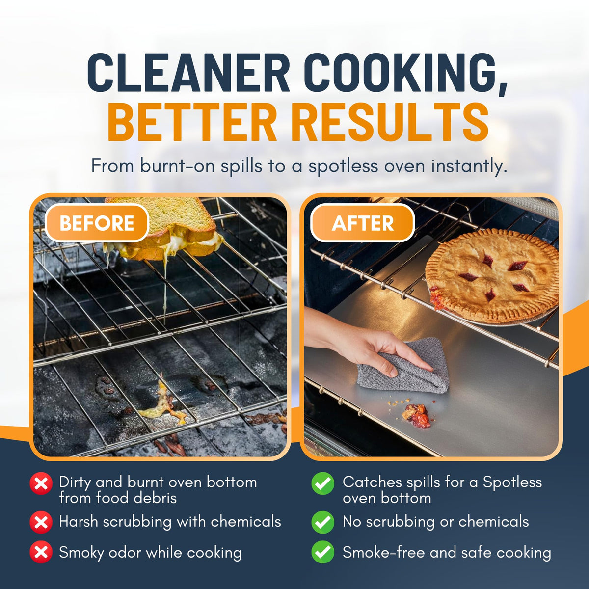 Linda's Essentials non-stick coating prevents food from sticking to the liner.