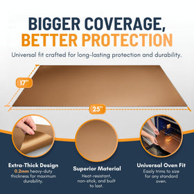Linda's Essentials non-stick oven liner coating makes wipe-down quick and easy