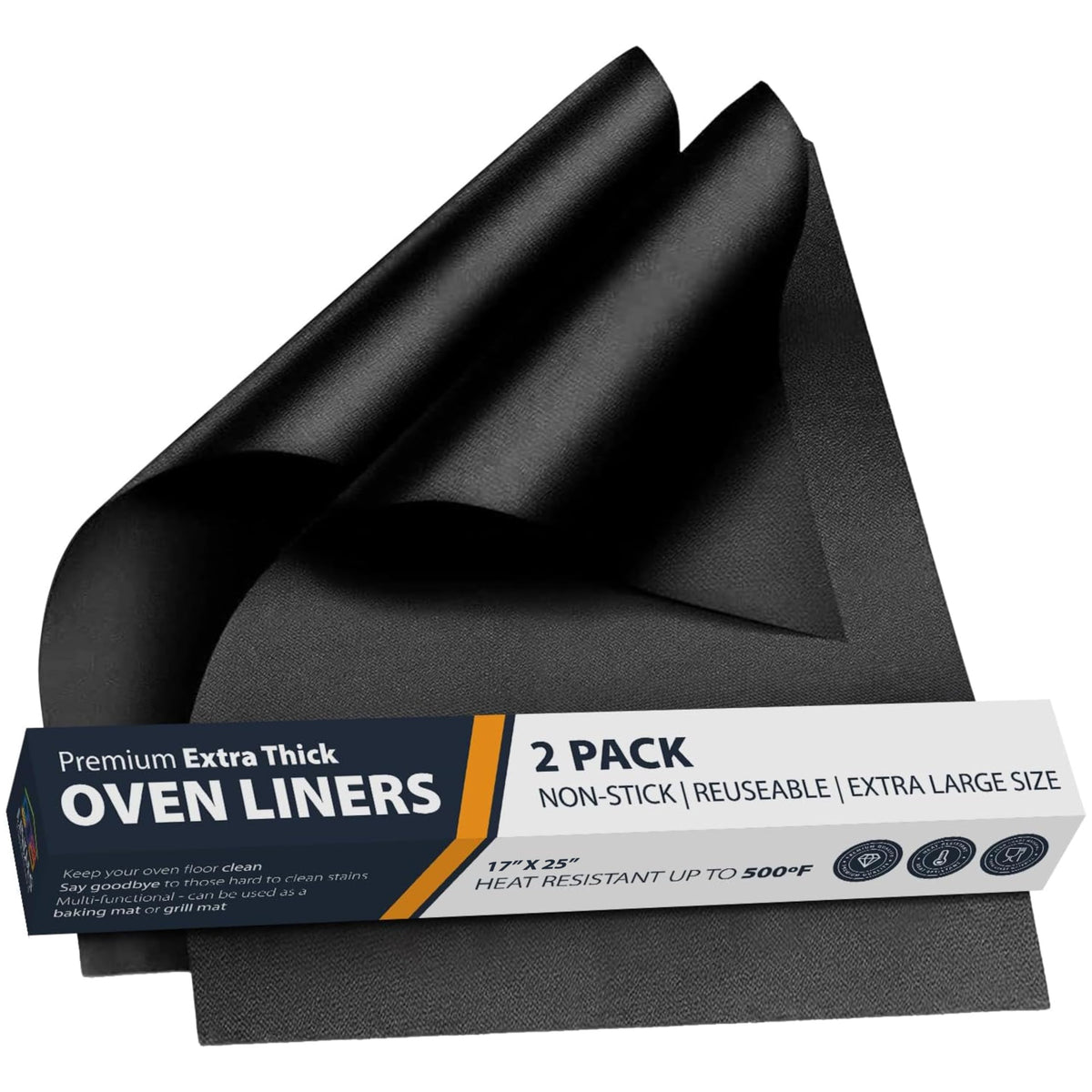 Linda's Essentials oven liner 2-pack protects the oven bottom from spills and drips