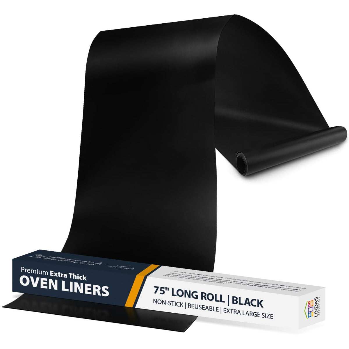 Linda's Essentials oven liner bottom protector covers the oven floor for easy cleanup.