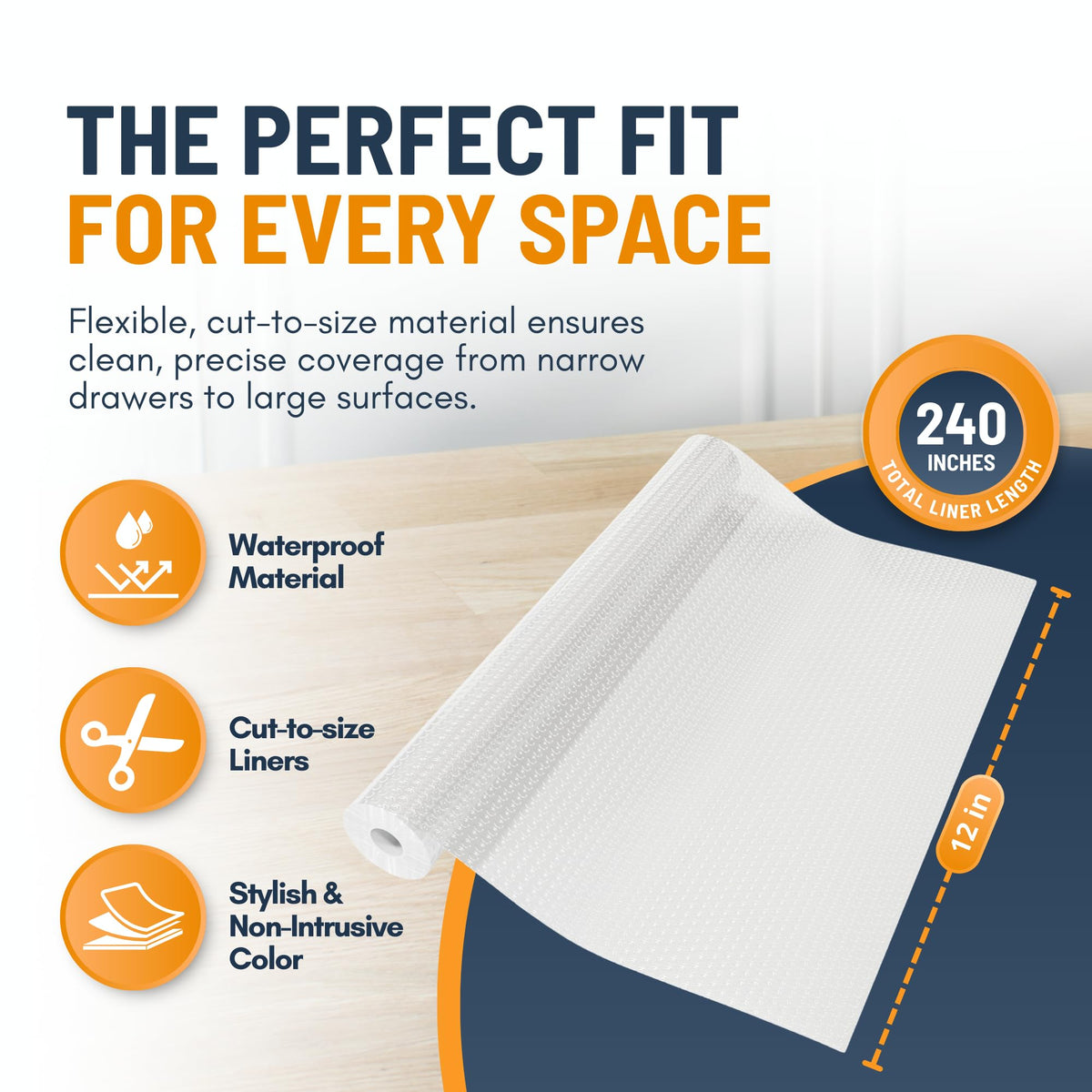 Linda's Essentials non-adhesive liner is reusable and easy to clean