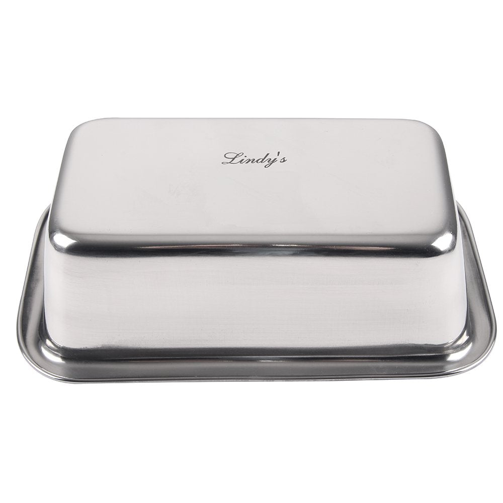 Lindy's stainless-steel loaf pan oven-baking bread for even crust and moist interiors.