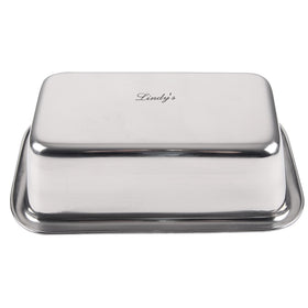 Lindy's stainless-steel loaf pan oven-baking bread for even crust and moist interiors.