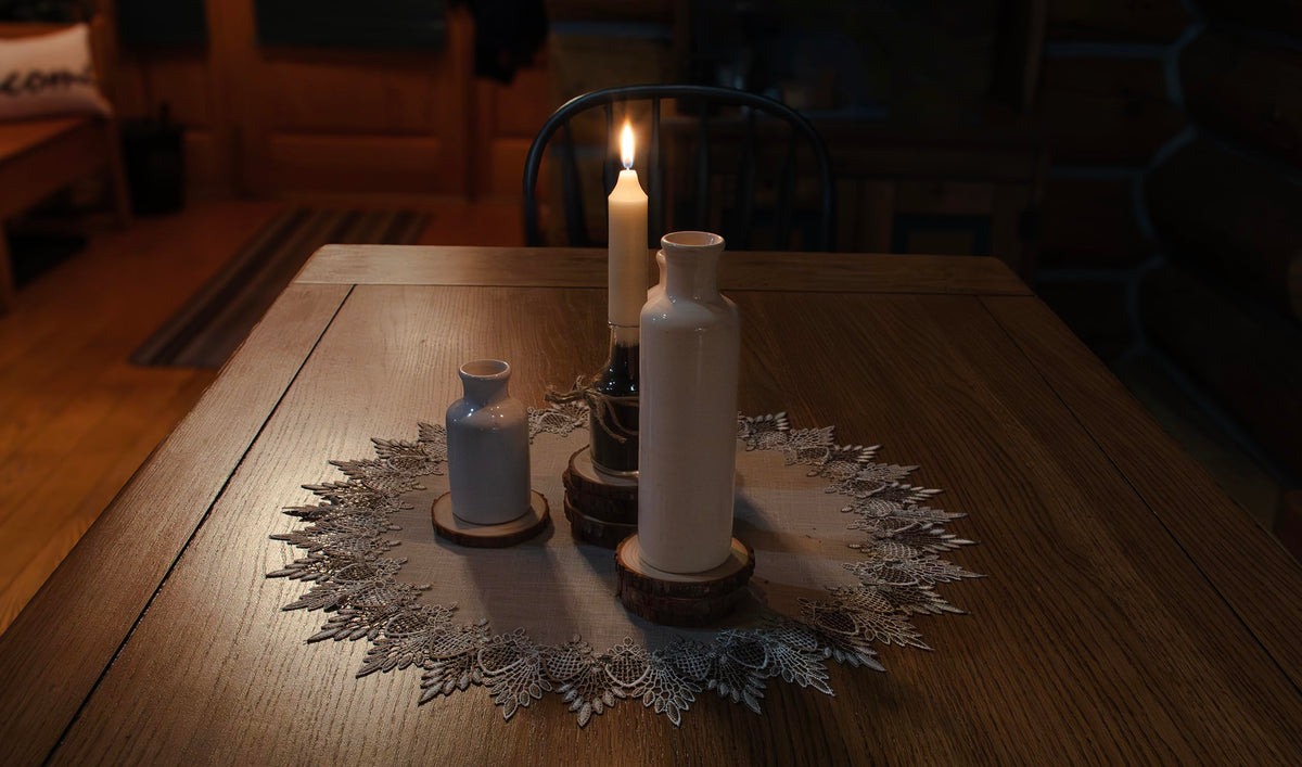 Linens Art and Things lace doily coordinates with runners and placemats.