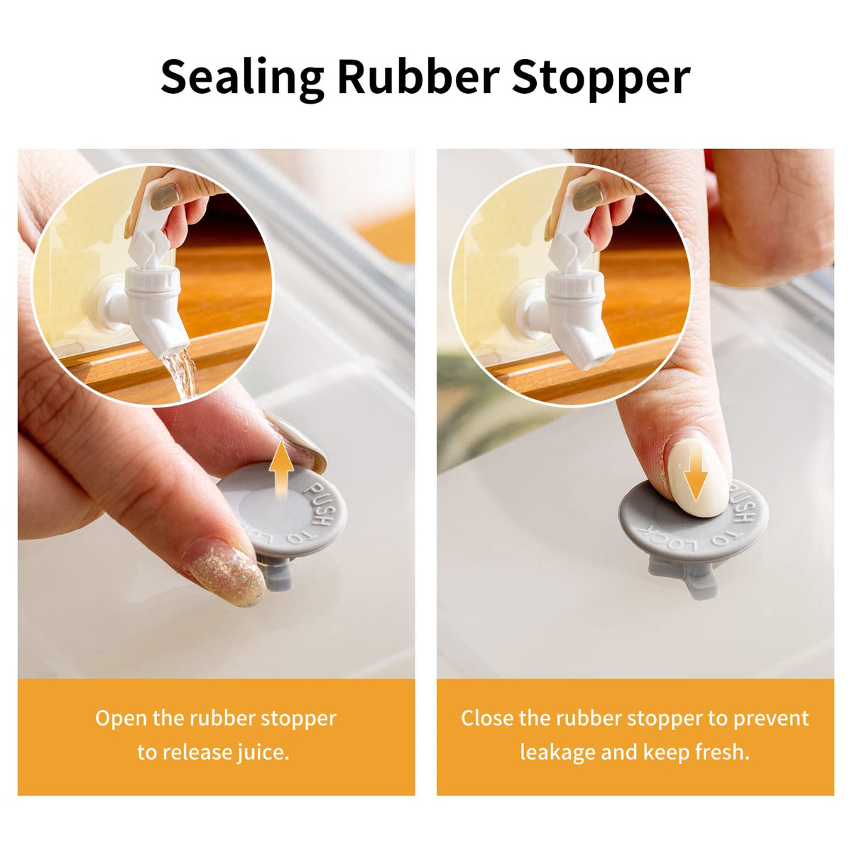 Lingerlanden lid with rubber stopper seals to prevent leaks.
