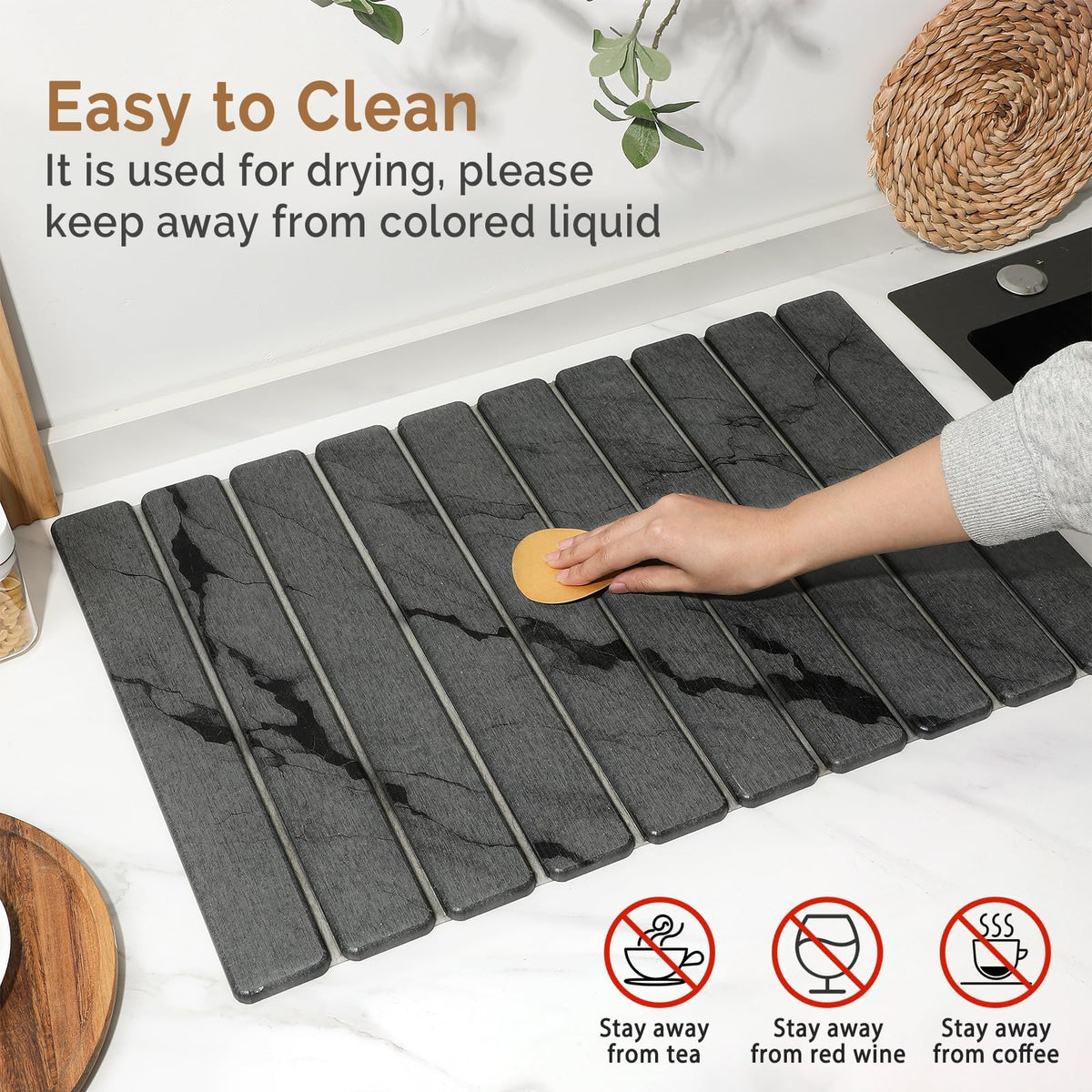 Linidcoud foldable stone drying mat rolled for storage.