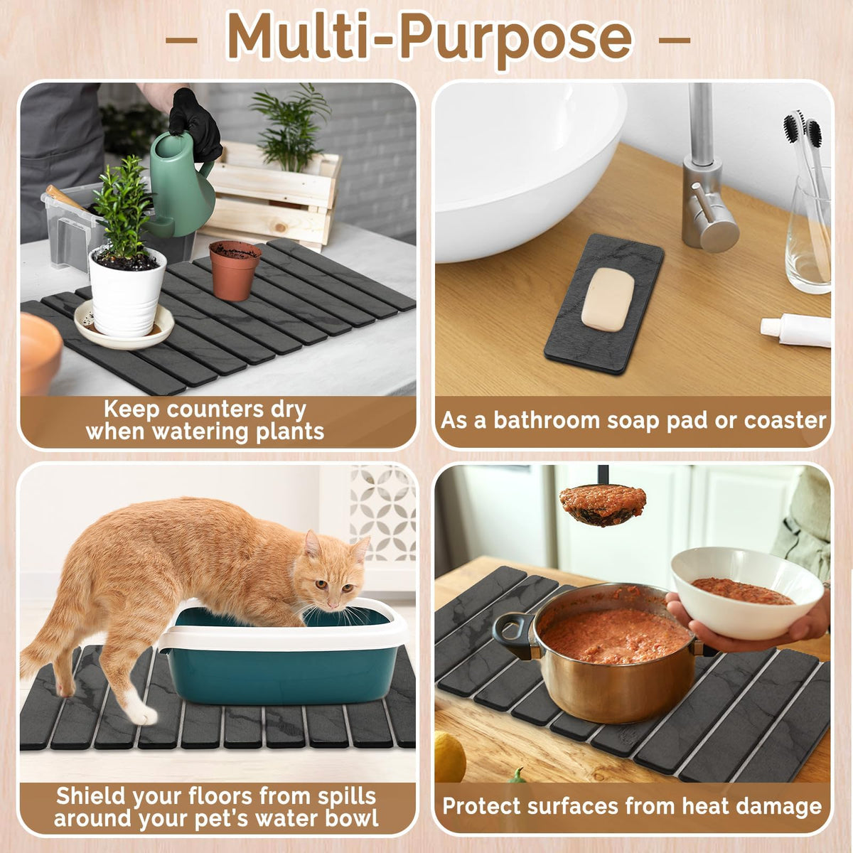 Linidcoud heat-resistant mat protecting countertops from hot pots.