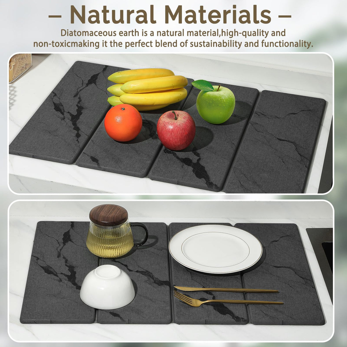 Linidcoud kitchen counter drying pad offers versatile placement beside the sink.