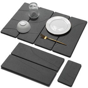 Linidcoud large stone drying mat under dishes keeps countertops dry and organized
