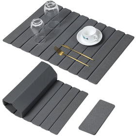 Linidcoud large stone drying mat on a counter, quick-dry efficiency for dishes.