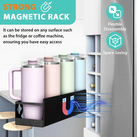 Linidcoud lid storage rack keeps cup caps tidy and within reach.