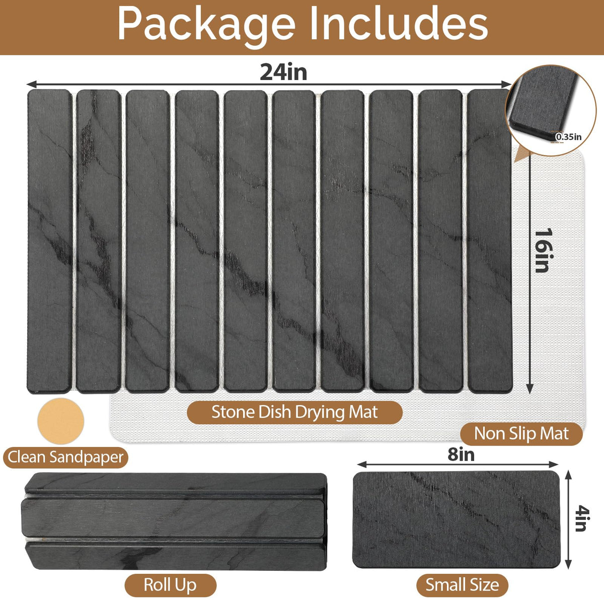 Linidcoud small stone drying mat beside cups as a compact drying solution.