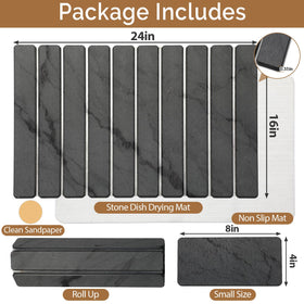 Linidcoud small stone drying mat beside cups as a compact drying solution.
