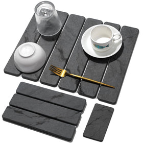 Linidcoud large stone drying mat 16x12 with marbled gray finish for fast air-drying