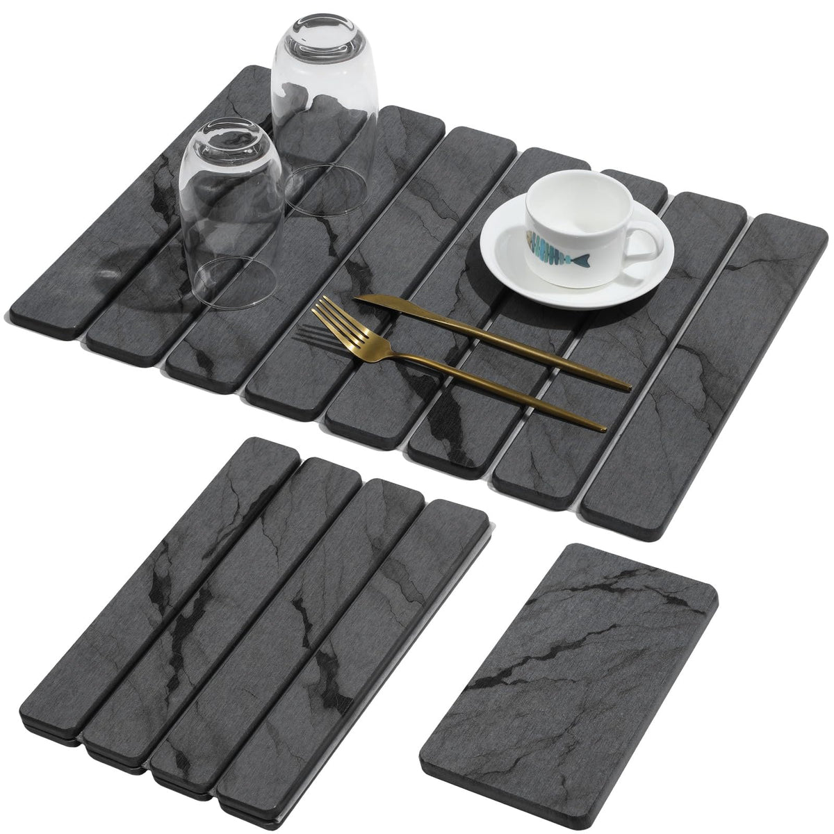 Linidcoud large stone drying mat with marble pattern absorbs water quickly on busy counters.