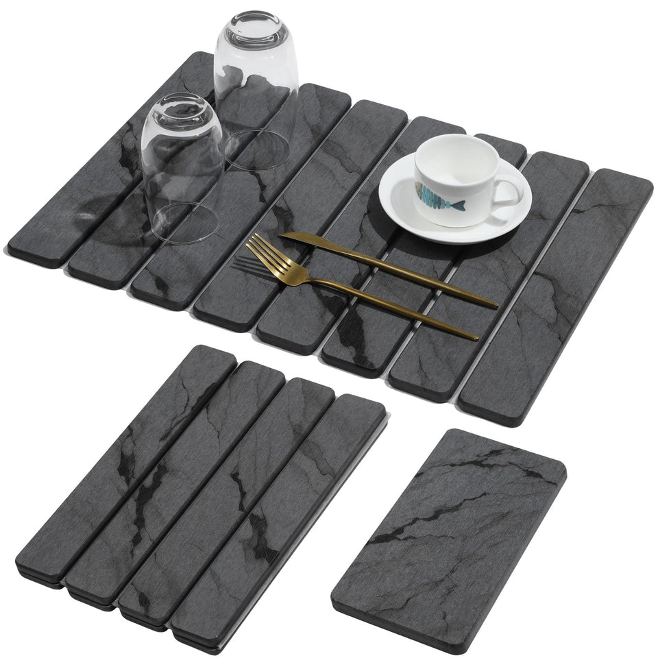 Linidcoud large stone drying mat with marble pattern absorbs water quickly on busy counters.
