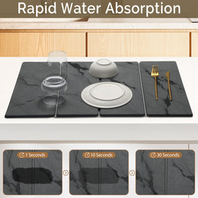 Linidcoud marble-pattern stone drying mat adds elegant protection to your kitchen.