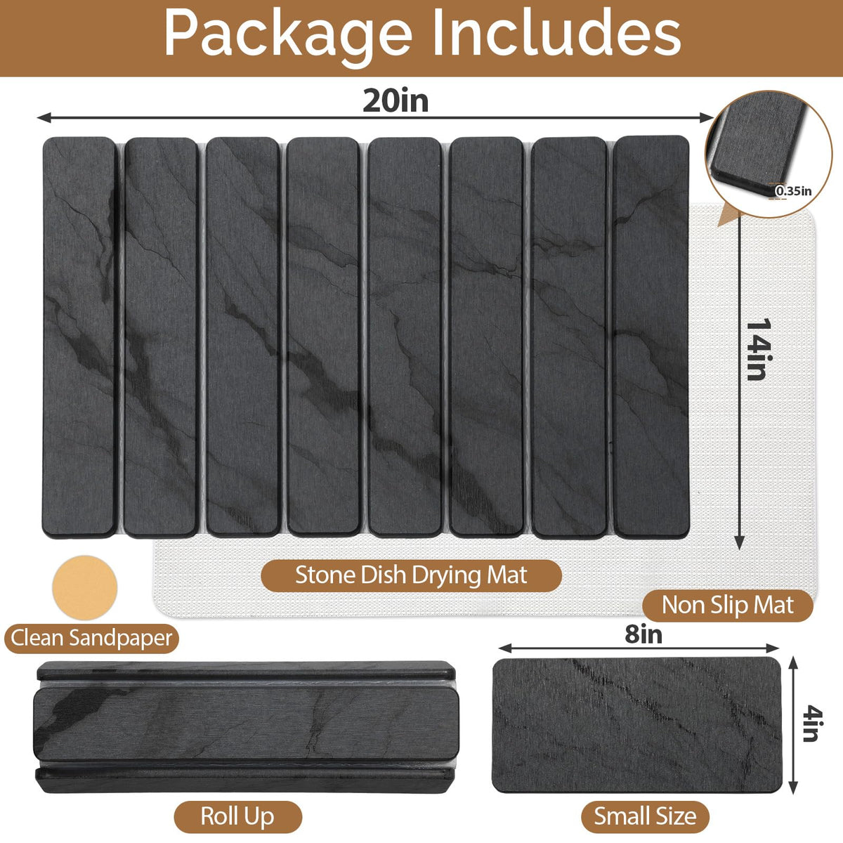 Linidcoud small stone drying mat complements sinks and doubles as a cup coaster.