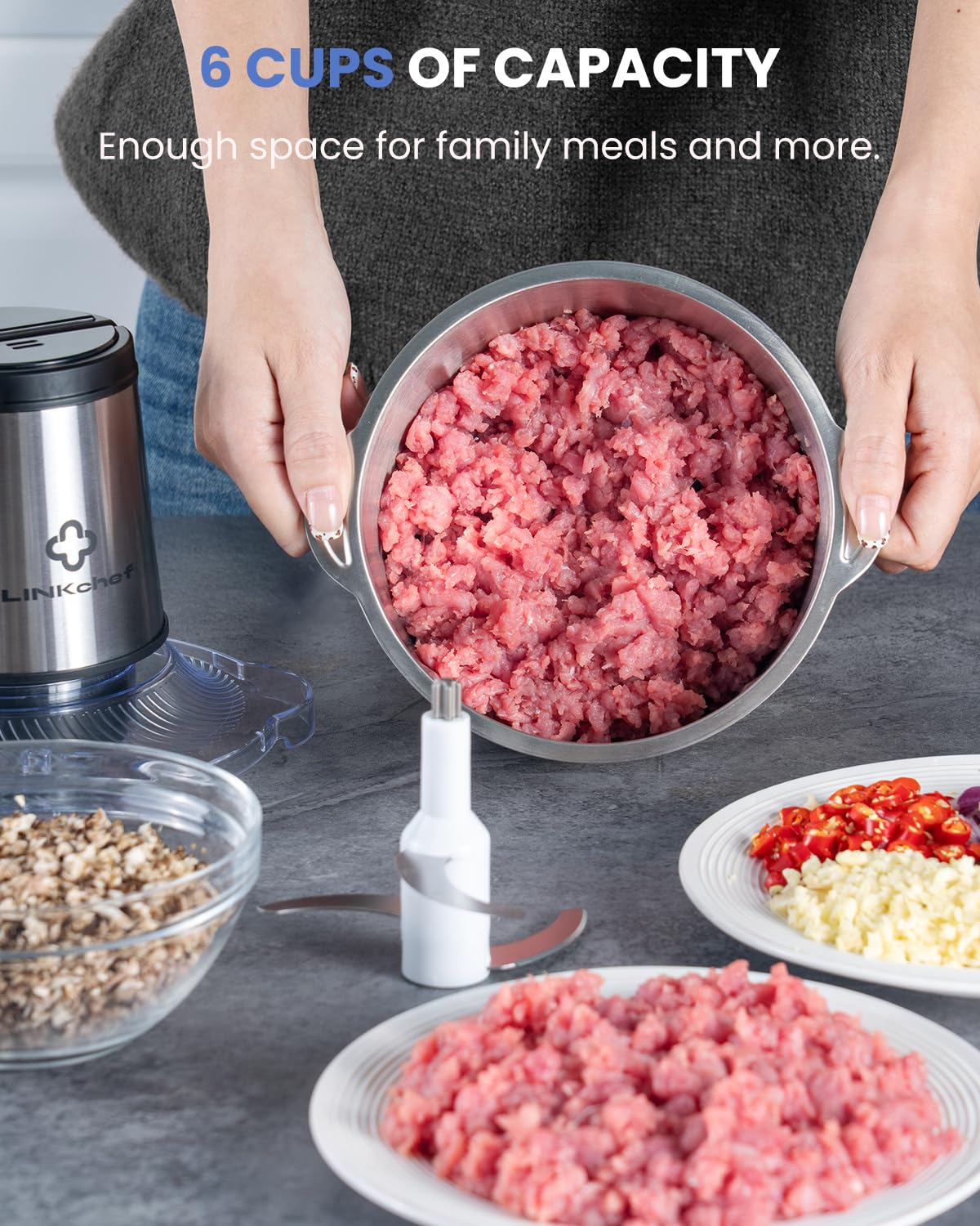 LINKChef BPA-free translucent lid for safe food processing.