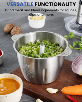 LINKChef built-in meat mincer supports homemade burgers and fillings.