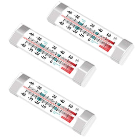 LinkDm 3-pack fridge thermometer display shows precise temperature readings.