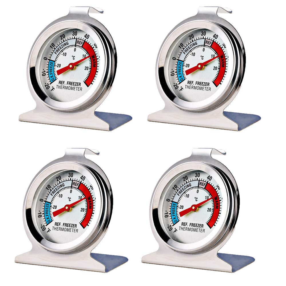 LinkDm four-pack fridge thermometer with large dial for clear, easy readings