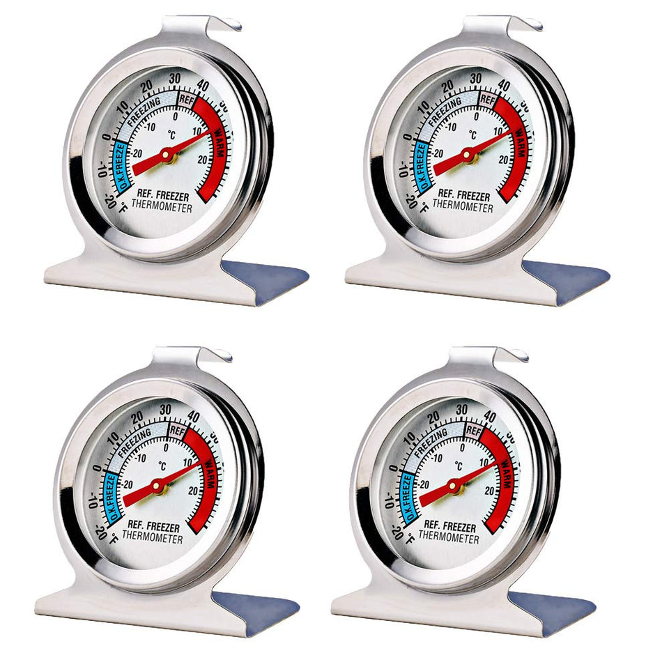 LinkDm four-pack fridge thermometer with large dial for clear, easy readings