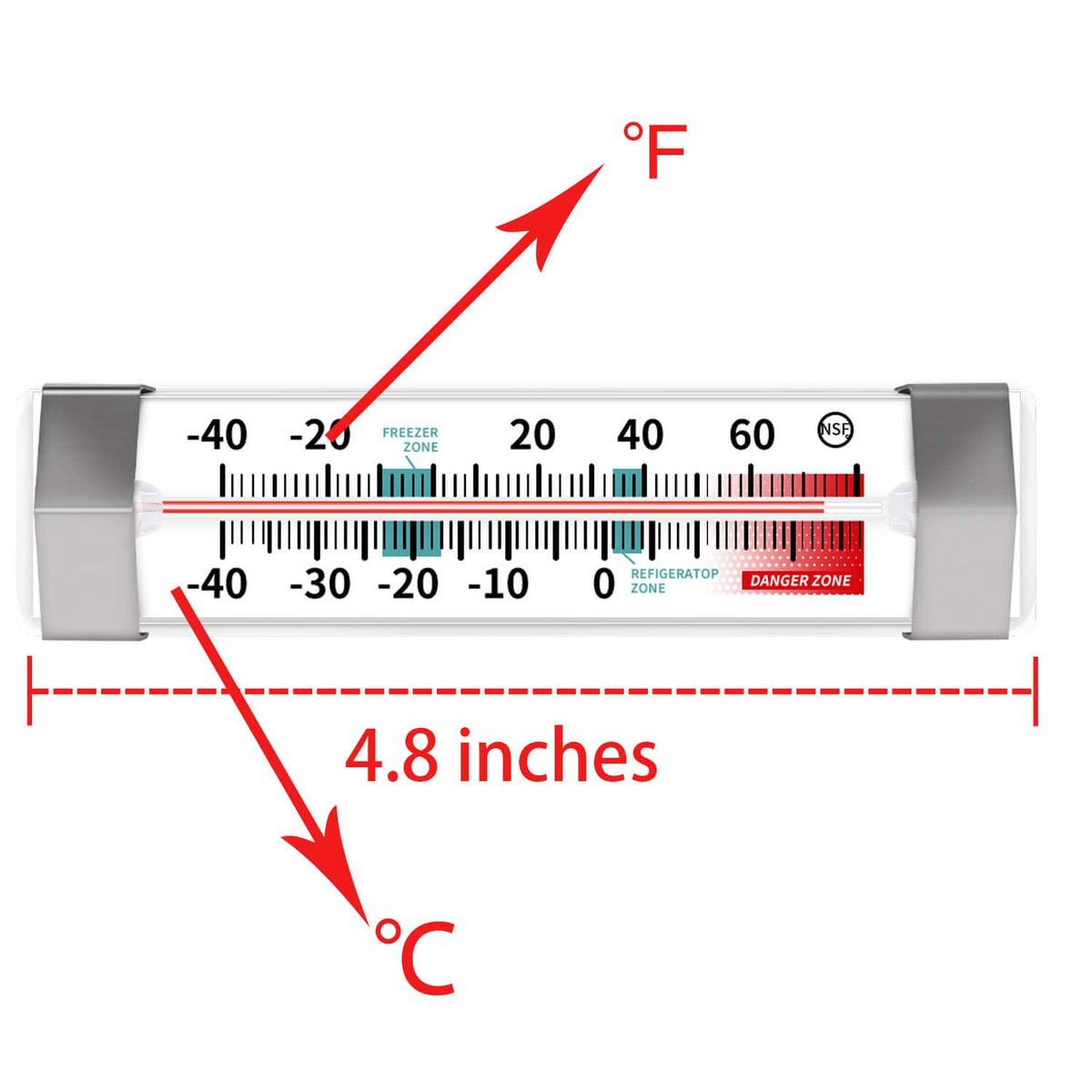 LinkDm freezer and fridge thermometer in-use demonstrates versatile temperature monitoring.