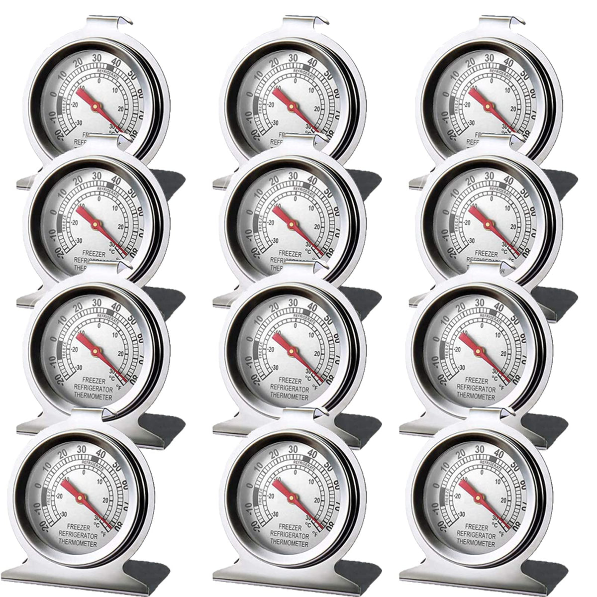 LinkDm stainless steel thermometer with a large dial for precise fridge readings.