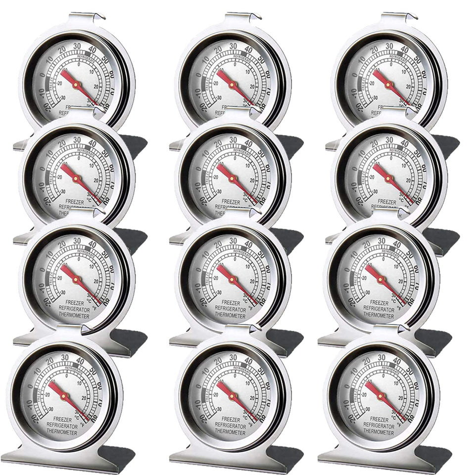 LinkDm stainless steel thermometer with a large dial for precise fridge readings.