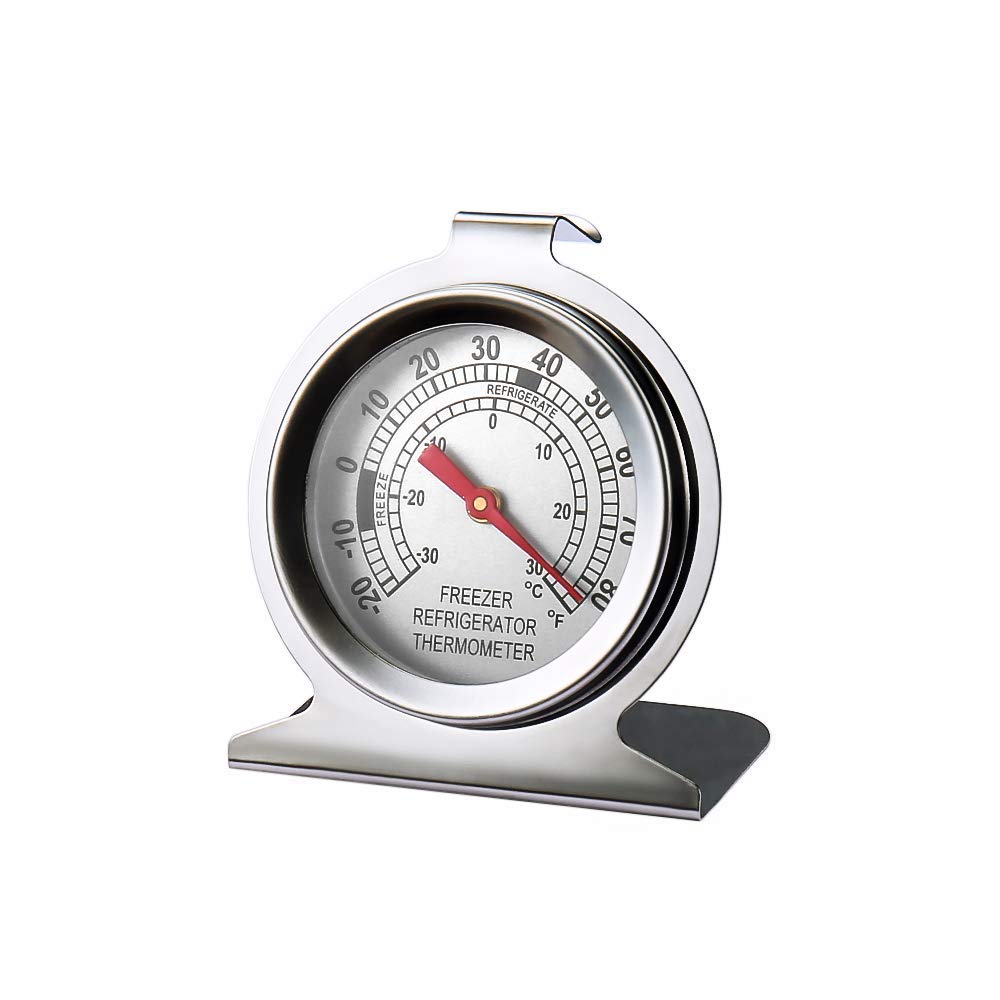 LinkDm thermometer with wide base and integrated hook for versatile placement.